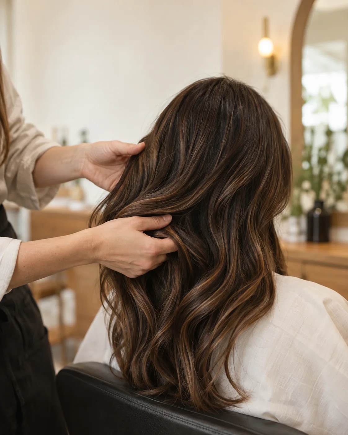 Cabello largo con acabado brillante