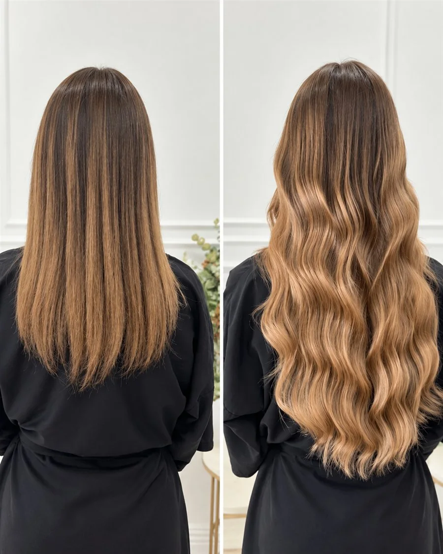 Comparación del cabello antes y después del servicio
